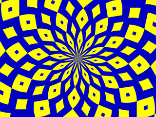 Blue yellow fireworks, ray explosion, mandala, abstract background