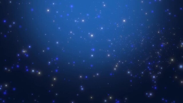 Abstract particles on a dark blue background Sparkling lights with bokeh. 3d illustration