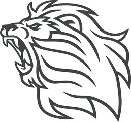 Lion Roaring Logo Line Art Design Template Illustration