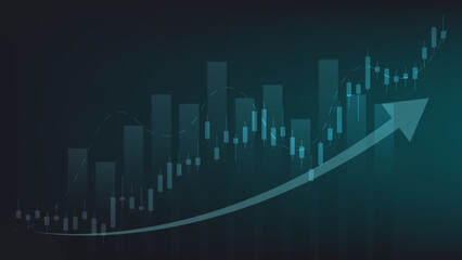finance and business background. bar chart and candlestick chart show stock market trading price