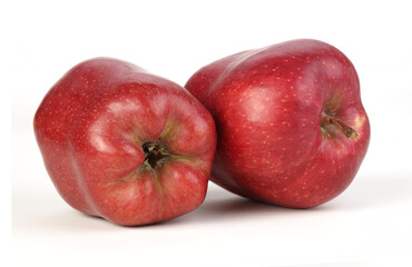 Red apple  on a white background.
