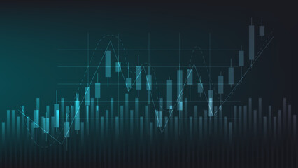 finance and business background. bar chart and candlestick chart show stock market trading price