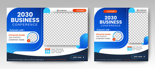 Business live webinar banner invitation and social media post template. Business webinar invitation design.
