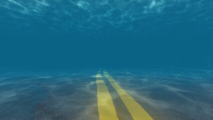 Obraz premium town sink underwater 3d render