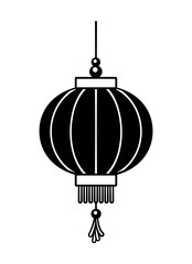 Chinese festival hanging lantern cartoon silhouette vector illustration. Traditional New year Asian lamp.