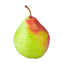 Green pears cut in half and sliced to pieces separately isolated over alpha background