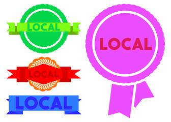 Set of ribbon with Local text. Banner template. Label sticker. Sign.