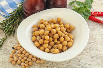 Boiled chickpea in the bowl