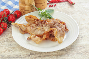 Fried pork bacon for breakfast