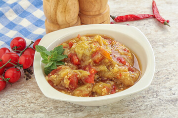 Caucasian Mangal salad with baked vegetables