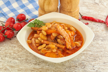 Roasted pork with white beans