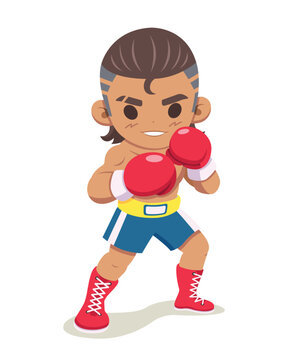 Cute style handsome boxer cartoon illustration