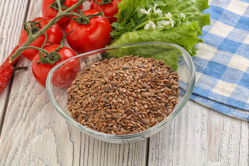 Dry Raw flax seed in the bowl