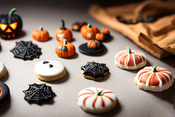 Obraz na płótnie Canvas A variety of Halloween themed cookies.