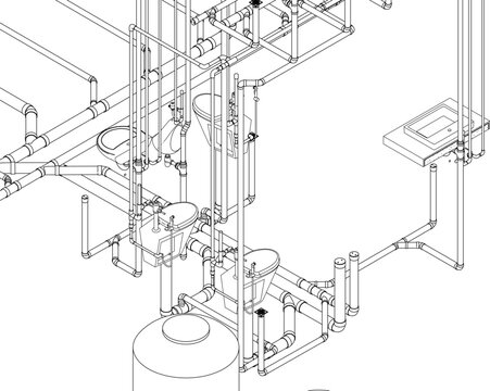 3D illustration of sanitary piping
