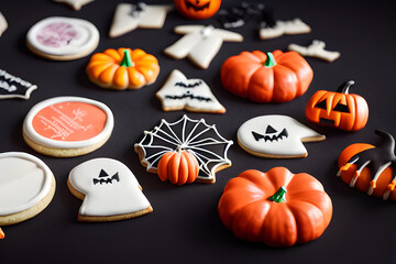 A variety of Halloween themed cookies.