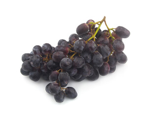 Bunch of dark grapes isolated on white background