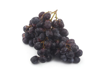 Bunch of dark grapes isolated on white background