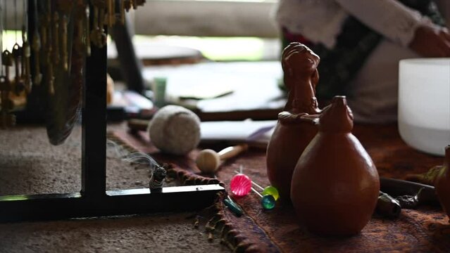 incense and healing sound instruments