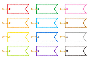 クレヨン素材 リボン型のタグ 12色セット