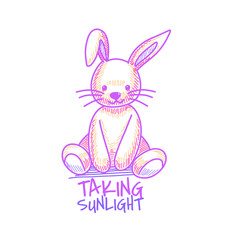 cute rabbit hand drawing sketch style for t-shirt print design vector illustration and slogan 