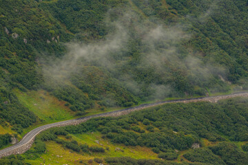 Beautiful mountain road in the Swiss Alps in summer