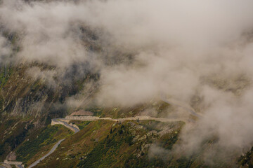 Beautiful mountain road in the Swiss Alps in summer