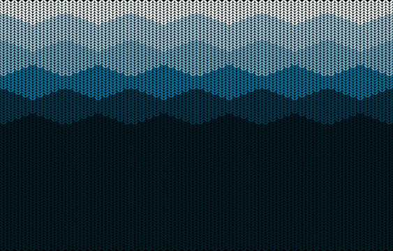 Blue gradient knitting fabric textile pattern. Abstract geometric line seamless graphic stripes drawing knit patterns clothing background. Modern design line graphic embroidery style. Vector