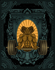 illustration demon bodybuilder gym fitness