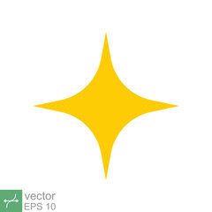 Star sparkle vector icon. Simple flat style. Yellow, gold, twinkle, shine, spark shape, for magic effect, glow, glitter, flash concept. Single illustration isolated on white background. EPS 10.