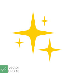 Star sparkle vector icon. Simple flat style. Yellow, gold, twinkle, shine, spark shape, for magic effect, glow, glitter, flash concept. Single illustration isolated on white background. EPS 10.