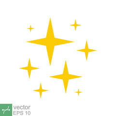 Star sparkle vector icon. Simple flat style. Yellow, gold, twinkle, shine, spark shape, for magic effect, glow, glitter, flash concept. Single illustration isolated on white background. EPS 10.
