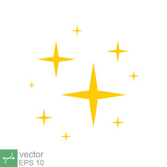 Star sparkle vector icon. Simple flat style. Yellow, gold, twinkle, shine, spark shape, for magic effect, glow, glitter, flash concept. Single illustration isolated on white background. EPS 10.