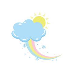 bright sky and filled with colorful rainbows