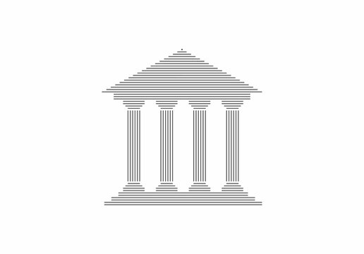 Bank or University icon. Historic building with columns. Vector isolated on white