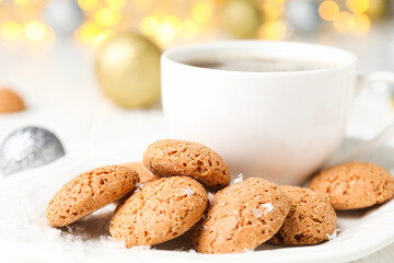 Concept of tasty Dutch Christmas cookies, Pepernoten