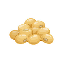 Isolated raw soybeans. Soya seed natural nutrition ingredient or cartoon vector diet food, vegetarian protein. Soybean agriculture harvest