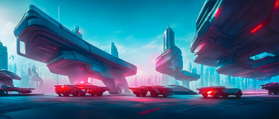 Artistic concept painting painting of a smart and innovation city, background illustration.