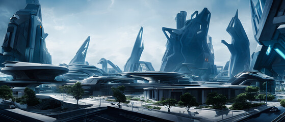 Artistic concept painting painting of a smart and innovation city, background illustration.