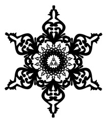 Fototapeta premium The illustrations and clipart. Vector image. Black carving in mandala pattern on a white background.