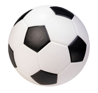 Sports equipment concept, Football or soccer ball on white With clipping path.