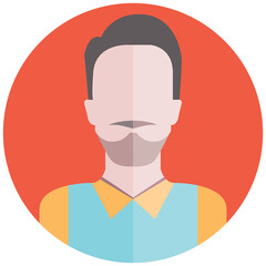 man avatar in circle button illustration