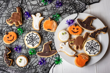 halloween cakes bisquits cookies pumpkin witch black cat scary ghost sweet treats - 541149915