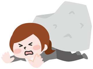 岩につぶされる女性会社員