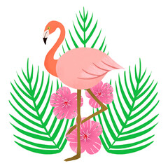 Flamingo flowers illustration design isolated on white background