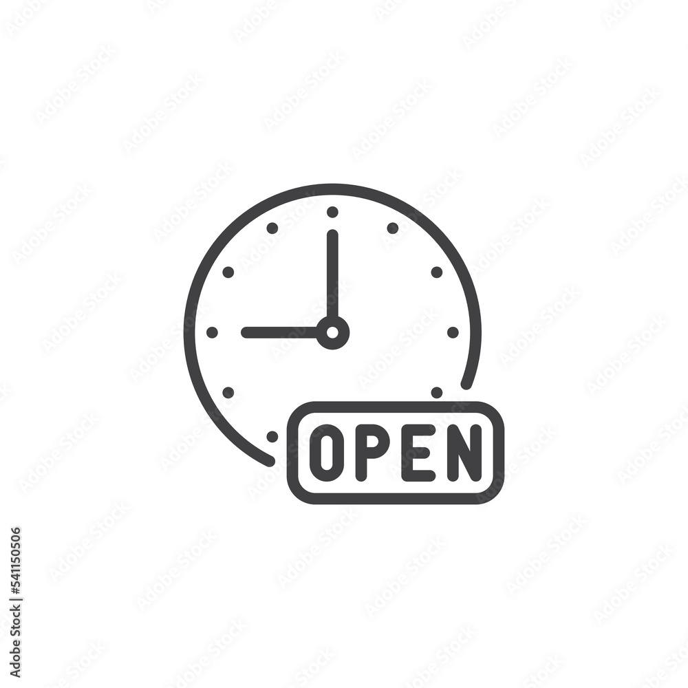 Wall mural open hours line icon - Wall murals