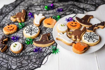 halloween cakes bisquits cookies pumpkin witch black cat scary ghost sweet treats - 541150533