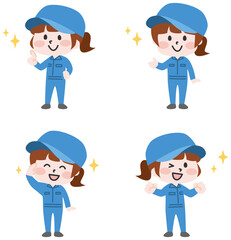 色々な表情の女性作業員