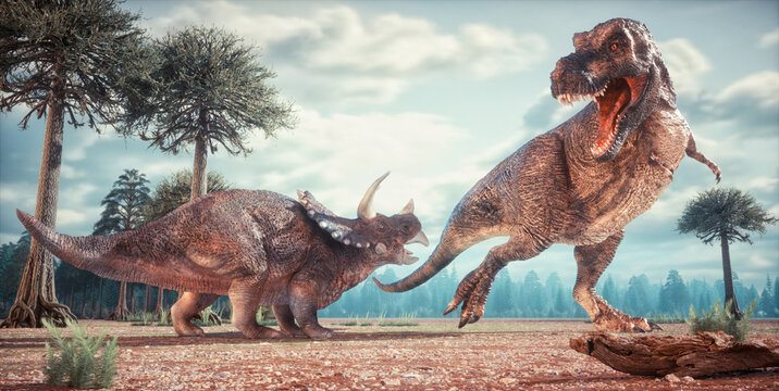 Dinosaurs in the nature.