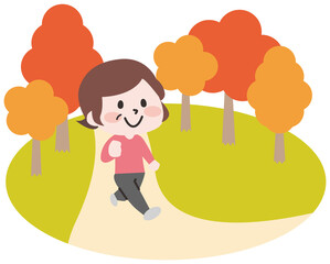 自然の中を散歩するシニア女性